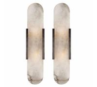 LXYST Marble Set of Two Creative Artistic, Vanity Bathroom Lighting, Alabaster Wall Lamps for Living Room, Gold (Black L)