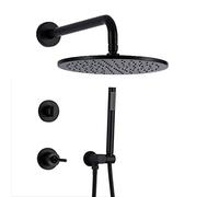LXYST Matte Black Concealed Mixer with 8-12 Brass Top and Handheld Wall Mount Luxury Shower Set,10 Inch