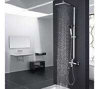 LXYST Metal Silver Black Bathroom Set Hand Shower System Copper Hot and Cold Square Top Spray 3 Function Pressurized Faucet Nozzle Beautiful Practical