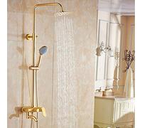 LXYST Metal Space Aluminum Gold Round Top Spray Bathroom Set Hand Shower System Booster Nozzle Faucet 3 Function Hot and Cold Water Mixing Valve Beautiful Practical