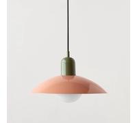 LXYST Mid Century Barn Pendant Nordic Green Ceiling Light, Metal Shade, Large Industrial Farmhouse Chandelier for Kitchen Island, Sink, Dining Room, Restaurant Table(Pink,Green BALC