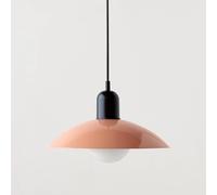 LXYST Mid Century Barn Pendant Nordic Green Ceiling Light, Metal Shade, Large Industrial Farmhouse Chandelier for Kitchen Island, Sink, Dining Room, Restaurant Table(Pink,Black Base