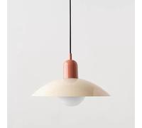 LXYST Mid Century Barn Pendant Nordic Green Ceiling Light, Metal Shade, Large Industrial Farmhouse Chandelier for Kitchen Island, Sink, Dining Room, Restaurant Table(Blanc,Pink Base