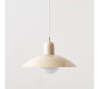 LXYST Mid Century Barn Pendant Nordic Green Ceiling Light, Metal Shade, Large Industrial Farmhouse Chandelier for Kitchen Island, Sink, Dining Room, Restaurant Table(Blanc,White Bas