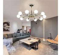 LXYST Mid-Century Chandelier G9 Pendant Light Brushed Metal White Glass Shade Perfect for Dining Room & Kitchen Decor