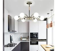 LXYST Mid-Century Chandelier Pendant Light Fixture G9 Brushed Metal with White Glass Shade Ideal for Dining Room Kitchen