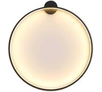 LXYST Mid-Century Circle Lamp Round Indoor Sconces Ring Wall Mounted Lighting Fixture,s,Black Warm Light-30CM