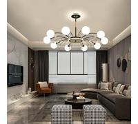 LXYST Mid-Century Crystal Sputnik Chandelier Golden Branch with Spherical Glass Shades, E27 Ceiling Lighting for Bedrooms, Restaurants, and Hotel Lobbies