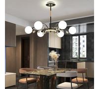 LXYST Mid-Century Crystal Sputnik Chandelier Golden Branch with Spherical Glass Shades, E27 Ceiling Lighting for Bedrooms, Restaurants, and Hotel Lobbies