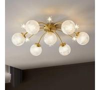 LXYST Mid Century Globe Glass Vintage Flush Mount Light Black Gold Sputnik Large Chandelier Industrial Ceiling Lamp For Living Dining Room Bedroom Farm