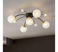 LXYST Mid Century Globe Glass Vintage Flush Mount Light Black Gold Sputnik Large Chandelier Industrial Ceiling Lamp For Living Dining Room Bedroom Farm