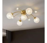 LXYST Mid Century Globe Glass Vintage Flush Mount Light Black Gold Sputnik Large Chandelier Industrial Ceiling Lamp For Living Dining Room Bedroom Farm