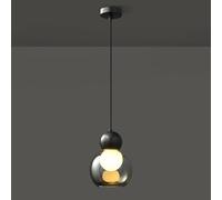 LXYST Mid Century Minimalist Copper Table Light Nordic Creativity Clear Glass Globe Hanging Lamp Single Head Chandelier Indoor Lighting for Bedroom Bedside Dining Room/K