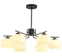 LXYST Mid Century Pendant White Glass 6-Light Semi-Flush Mount Chandelier Ceiling Lamp Chrome Gold Industrial Chandeliers for Living Dining Room, Dark 6 Lights