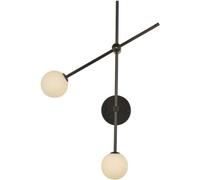 LXYST Milky 300° Rotatable Gold Globe Glass ing Long Rod Bar Wall Lamp 2-Lights Linear for Bedside (Dark)