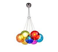 LXYST Minimalist Glass Bubble Pendant Lamp Adjustable Height Chandelier for Stairs Bedroom Kids Restaurant and Living Room Creative Fixture with G4 (7 Heads)