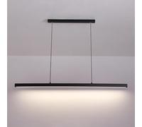 LXYST Minimalist Linear Black Chandelier for Dining Room, Kitchen, and Office - 80cm Long Strip Hanging Lamp with Warm White Light Source