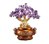 LXYST Money Beads Chakra Office Desk Decor Spiritual Crystal Tree Ornament Feng Shui Gem Tree(Purple)