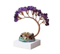 LXYST Money Natural Reiki Crystals and Healing Stones, Beads Chakra Tree,Office Desk Decor Spiritual Crystal Tree Ornament Feng Shui Gem Tree(Purple)