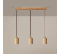 LXYST Natural Marble Pendant Fixture Above Kitchen Sink 3 Light Mid Century Industrial Hanging Lamp Cylinder Stone V-intage MI-NI Ceiling Chandelier