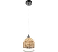 LXYST Natural Rattan Basket Fixture Hand Woven Pendant Light Beige Chandelier with Canopy,for Living Room