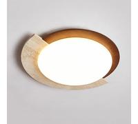 LXYST Natural Stflush Mount Light Led Wood Chandelier Lamp Style Close to Ceiling Lights Round Chandeliers for Bedroom Bay Window Balcony Entryway/Dimming/Dia25Cm