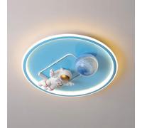 LXYST Nordic Cartoon Astronaut Kids Flush Mount Light Fixture Creativity Blue Planet Bedroom Close to Ceiling Lamp Mid Century Nursery Chandelier for Kindergarten Boy's Room