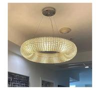 LXYST Nordic Cristal Luxury Round Chrome Crystal Donut Chandeliers Dining Living Room Bedroom Home Indoor Light Fixtures(2 Colors,D50CM)
