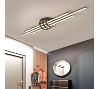 LXYST Nordic Minimalist 3000-6000K Long Lamp Black Led Close to Light Fixtures Metal Body Acrylic Lampshade Decorative Ceiling Chandelier for Living Room Hallway/110C