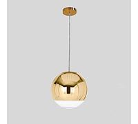 LXYST Nordic Mirror Glass Pendant Lamp Creative Silver Globe Hanging Light Chandelier Living Room Restaurant Kitchen Adjustable Ceiling e27 It's so (Dia35cm Gold