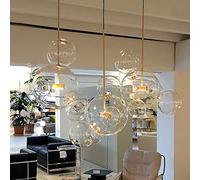 LXYST Nordic Style Bubble Glass Chandelier for Restaurant Bar Gallery and Living Room Creative Magic Bean Molecular Lamp with 5 Round Plate Balls