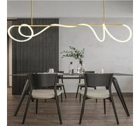 LXYST Nordic Tube LED Pendant Light, Minimalist Iron Long Strip Chandelier Adjustable Hanging Lamps Decorative Ceiling Lighting for Kitchen Island, Restaurant
