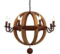 LXYST Novelty Vintage Style Chandelier Nostalgia Iron Living Room Restaurant Art Lighting Solid Wood Lights/8Light