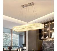 LXYST Oval Luxury K9 Pendant Light Steel Plate Ceiling Fixture for Living Room Contemporary Crystal Chandelier Decoration