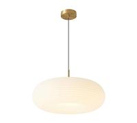 LXYST Pendant 36W White Ring Ceiling Industrial Hanging Brushed Brass Finished, Light Fixture for Kitchen Island, Living Room, Dining Roo,A-35cm