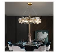 LXYST Pendant Lamp Compatible with Living Bedroom Dining Room Kitchen Ceiling Ring Glass Flower Suspension Light,s,80cm