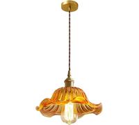 LXYST Pendant Retro Industry Light Fixture Brass and Glass Lampshade Hanging Lamp, Ceiling Chandelier