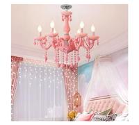 LXYST Pink Crystal Chandeliers Princess Room Droplight Bedroom LED Chain Pendant Lamp,
