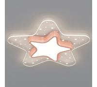 LXYST Pink Star 3000-6000K Led Iron Lamp Body Acrylic Lampshade Cute Children's Room Light Fixture Decorative Recessed Close to Ceiling Chandelier for Kitchen Be