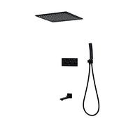 LXYST Plated Dark Sprinkler Wall-Mounted Copper and Cold Flying Rain Lift Bar Shower Set 500mm Canopy Top Spray Three Functions