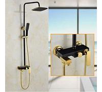 LXYST Pressurized Top Spray Lift System Copper Faucet Shower Set Black Gold Three Gears Beautiful Practical