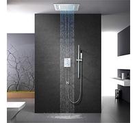 LXYST Remote Control LED40*40cm Canopy Top System Into The Wall Thermostatic Set Copper Shower Faucet Silver Lifting Rod Delicate