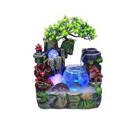 LXYST Resin Fish Tank Indoor Rockery Fountain Feng Shui Desktop Waterscape Office Table Ornaments Hand Made Zen Meditation Waterfall