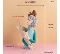 LXYST Resin Girl Statue Home Decor Furnishing Crafts Decoration Accessories Cafe Table Figurines Fairy Ornaments Living Room Sculpture (Color : Light Green)