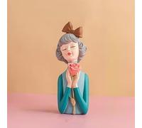 LXYST Resin Girl Statue Home Decor Furnishing Crafts Decoration Accessories Cafe Table Figurines Fairy Ornaments Living Room Sculpture (Color : Dark Khaki)