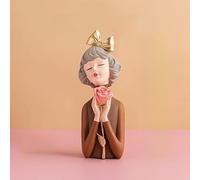 LXYST Resin Girl Statue Home Decor Furnishing Crafts Decoration Accessories Cafe Table Figurines Fairy Ornaments Living Room Sculpture (Color : Light Yellow)