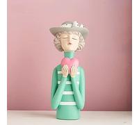 LXYST Resin Girl Statue Home Decor Furnishing Crafts Decoration Accessories Cafe Table Figurines Fairy Ornaments Living Room Sculpture (Color : Burgundy)