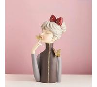 LXYST Resin Girl Statue Home Decor Furnishing Crafts Decoration Accessories Cafe Table Figurines Fairy Ornaments Living Room Sculpture (Color : Chocolate)