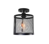 LXYST Retro Light Black Mesh Flush Mount Lamp Hallway Lighting Fixture, Industrial Close to Ceiling Lights Lamps for Stairway Bedroom Kitchen Farmhouse