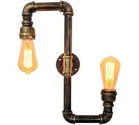LXYST Retro Metal - Water Lights Double Head Wrought Iron Pipe Wall Lamp V-intage Industrial Sconces Restaurant Cafe Bedroom Bar Living Room E27 Steampunk, Chandelier